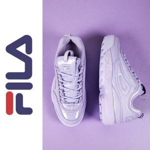 FILA Women’s Disruptor II Premium Patent Chunky Sneaker in lilac, US 7.5 EU 38.5